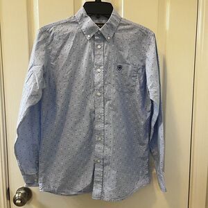 Ariat Penley Long Sleeve Classic Fit Button Down Shirt Blue Boy's Size XL 18